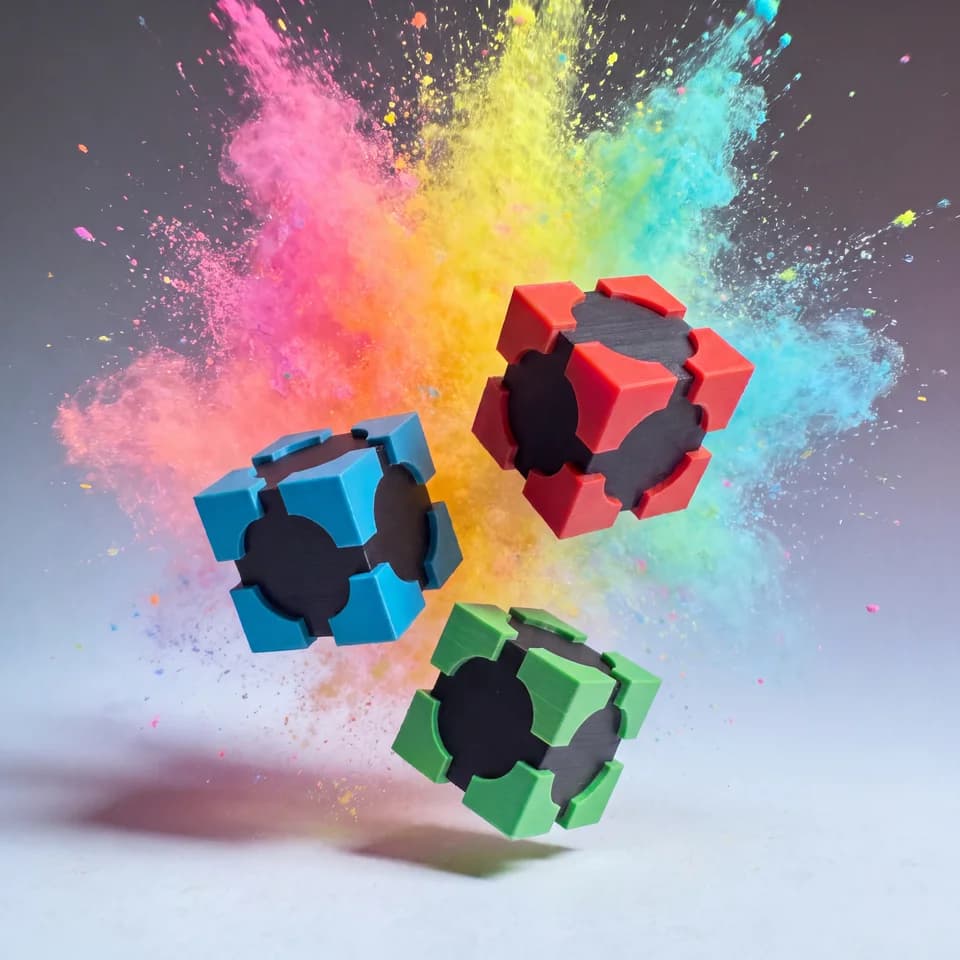 Kineticube reactive powder targets exploding with color